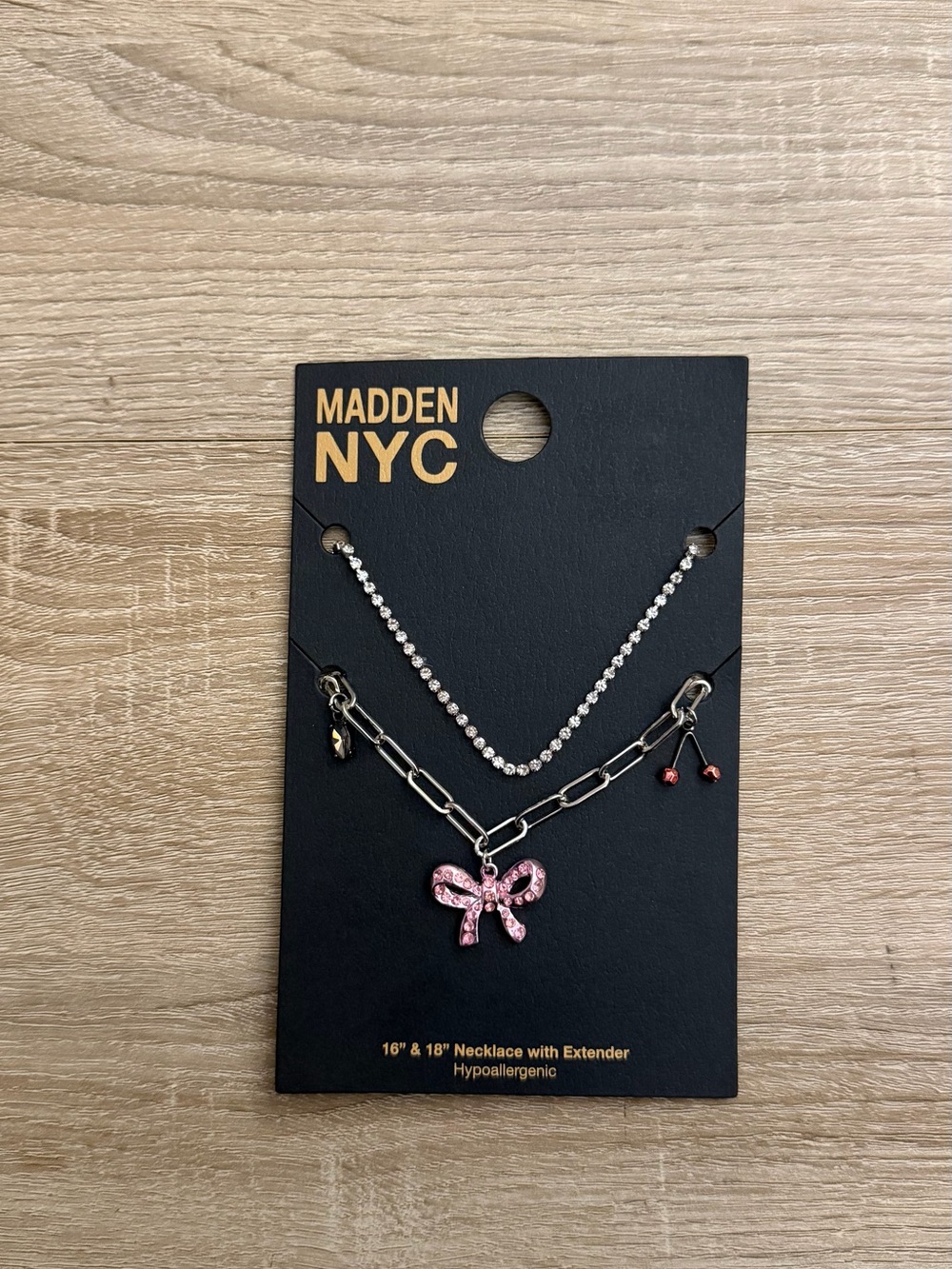 Madden NYC Pink Bow Layered Necklace NWT